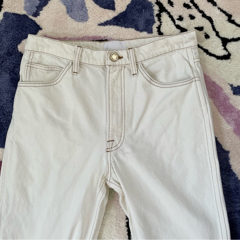 Frame Le Italien straight leg jeans 100% cotton ivory cream size 27 - Picture 2 of 12